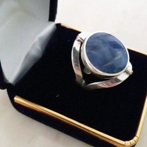 Ring Silver 950 Adjustable Ring with natural stones 2 colors/reversible new
